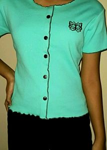 Butterfly Crop Top in Sky Blue Colour