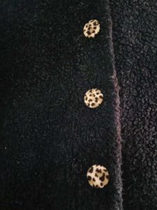 Brown Fuzzy Leopard Trim Coat