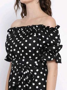 Polka Dot Flared Midi Dress