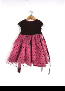 Adorable Velvet &amp; Polka Dot Dress
