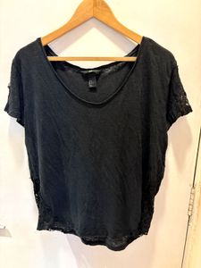 H&amp;M Black Lace Trim Top