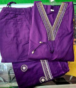 Elegant Purple Embroidered Kurta Set
