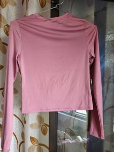 H&amp;M Long Sleeve Microfibre Top Dusty Pink/S