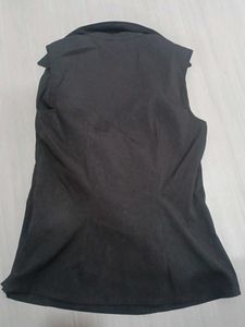 Black Sleeveless Surplice Top