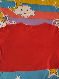 red short length tshirt oversized