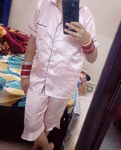 Pink Satin Heart Pajama Set