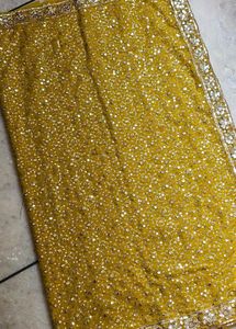 Golden Embellished saree with blouse piece