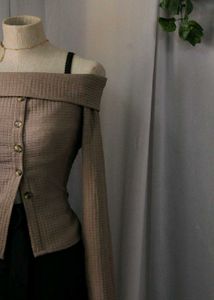 Off-Shoulder Button Top