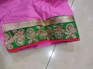 Pink Saree With Blouse
