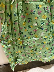 Women Green &amp; Yellow Floral Printed Fit and Flare