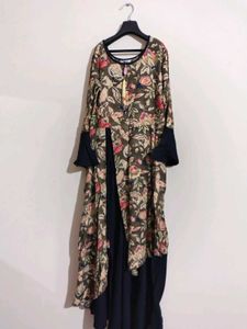 Floral Print Bell 3/4th Sleeves, Size:S