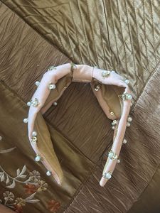 BLUSH PINK STUDDED BOW HAIRBAND
