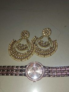 Golden Earrings With New 9gem Watch