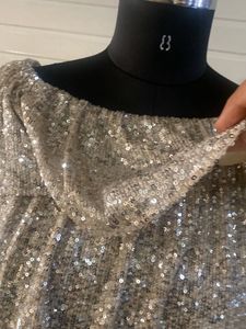 Party Wear Cover story Top Silver Sequence