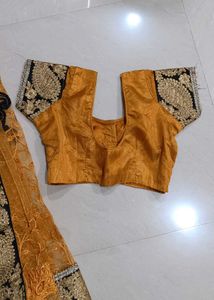 Golden Netted Saree✅Free Blouse + Peticot 💸