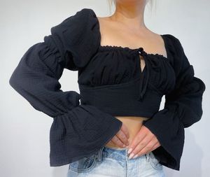 Black Ruffled Sleeve Top