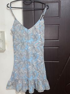 Blue Floral Short Dress