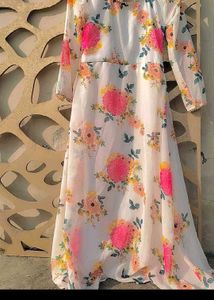 Floral Print Anarkali Gown