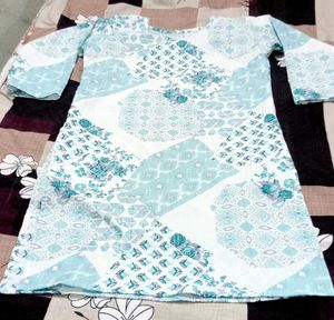 Blue & White Patchwork Mini Dress