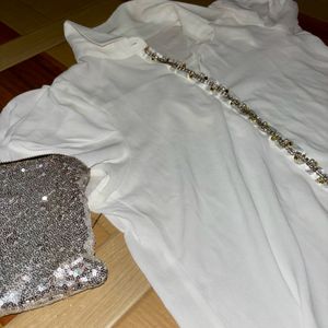 White Stone Studded Top