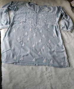 Lucknowi Chikankari Tunic Top