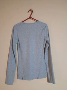 Grey Long Sleeves Tops