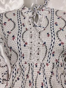 Printed Tie Neck Top