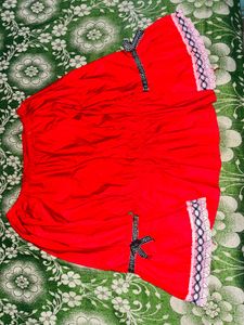 Red Lace Trim Shorts