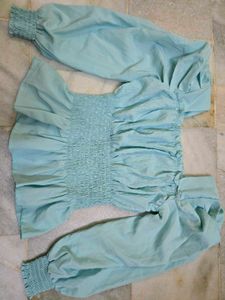 Stylish Blue Puff Sleeve Top