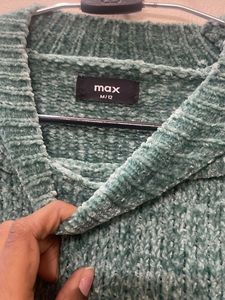Max Green Ribbed Sweater Polyester