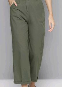 Olive Green Wide-Leg Pants