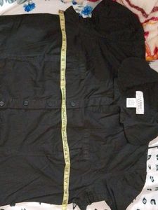 Black Button-Down Shirt Top