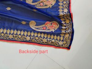 Royal Blue Georgette Saree With Thread Embroidery