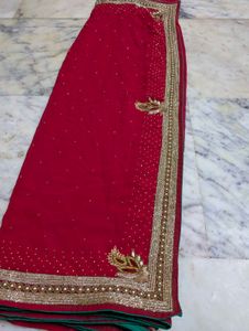 Red Embellished Saree