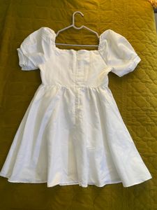 White Puff Sleeve Cute Mini Dress Size Xs