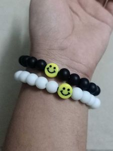 Black And White Smiley Bracelet Set.