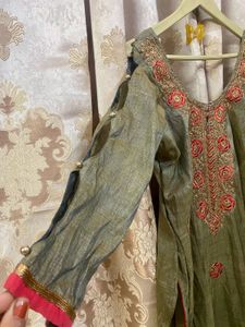 Grey Silk Partywear Kurti