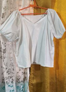 White Puff Sleeve Top