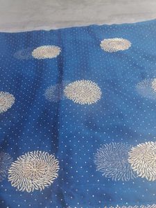 Blue &amp; Gold Embellished Fabric