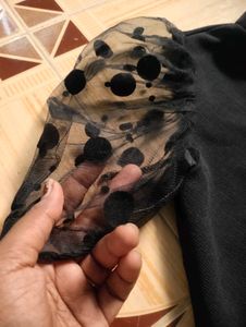 Black Top with Sheer Sleeves