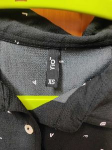 Stylish Black Printed Shirt Style Top