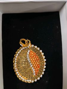 Gold-toned Pendant with Stones and Earrings