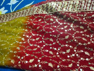 Olive Green Floral Embellished Saree