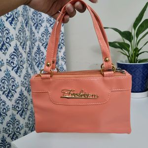 Fashion Clutch With Handles - Peach Color