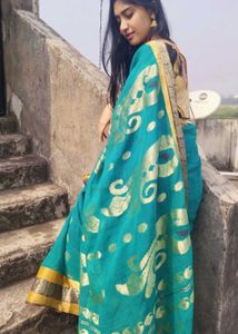 Saree Cotton Green 💚