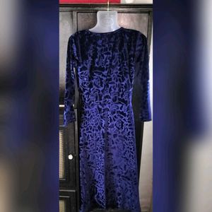 Women Velvet Navy Blue Gown dress