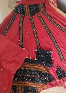Red Embroidered Navratri Special Chaniya Choli