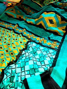 Green Georgette Colorful Saare