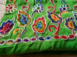 Green Embroidered Fabric Kurti