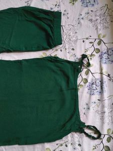 Straight Fit Sleeveless Green Suit and pant set